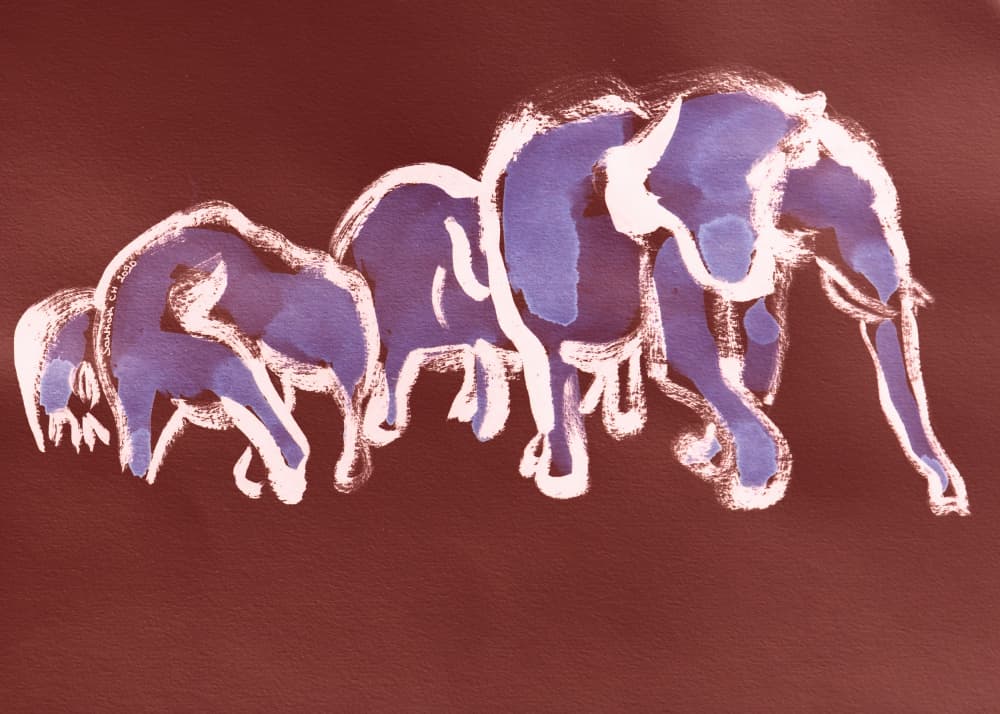 Abstract Blue Elephants by Santhosh ch — canvas wall art