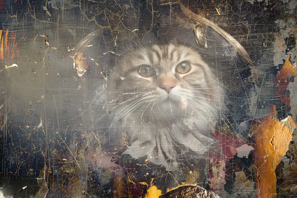 Curious Cat Vintage Look by Rafal Kulik — canvas wall art