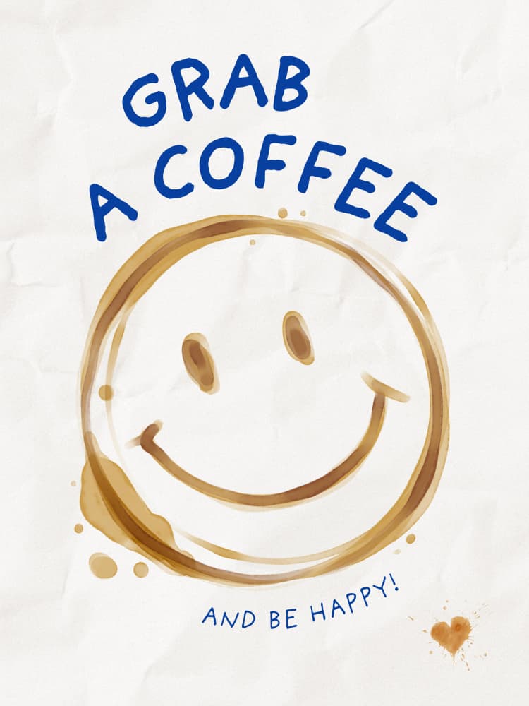 Happy Coffee Stain Smile by Ohkimiko — canvas wall art