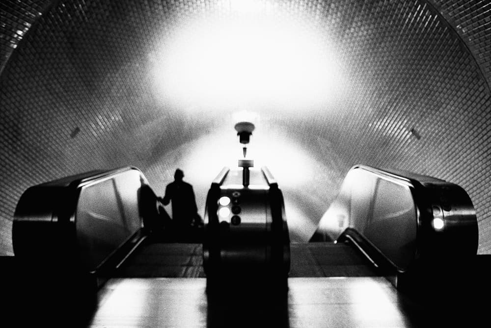 Escalator Tunnel Light by Paulo Abrantes — canvas wall art
