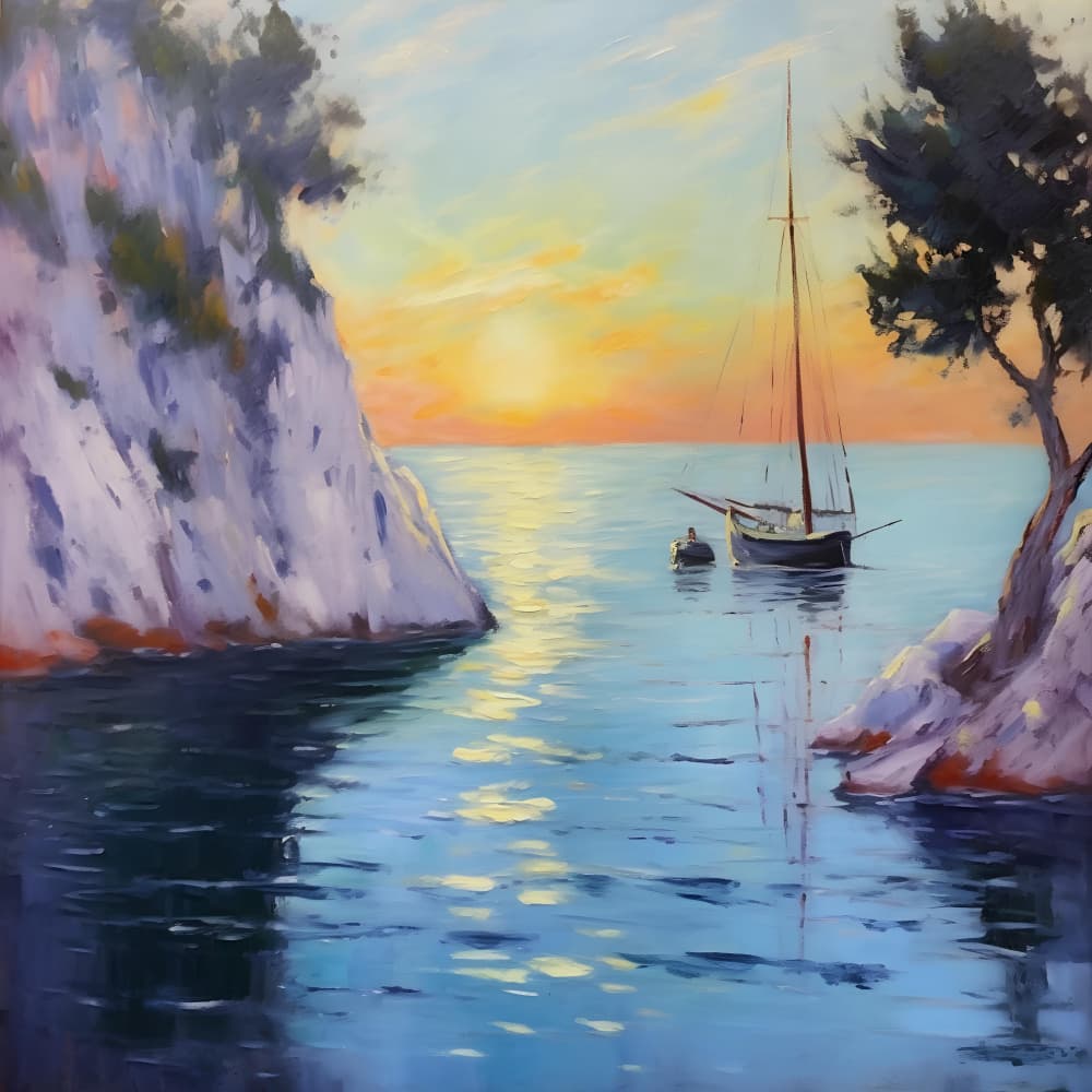 Coastal Sunset Sail by Avanesova Elena — canvas wall art
