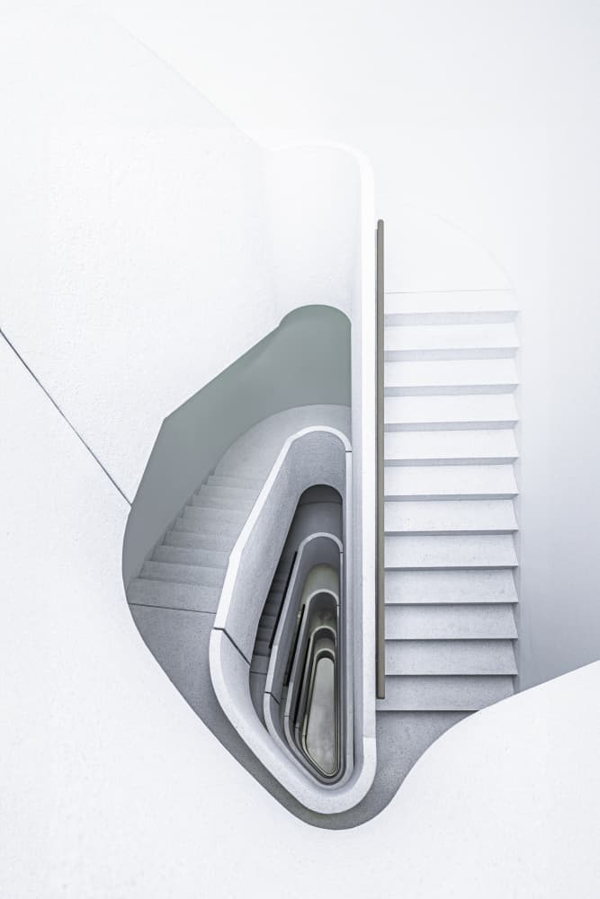 Modern White Staircase by fotomarion — canvas wall art