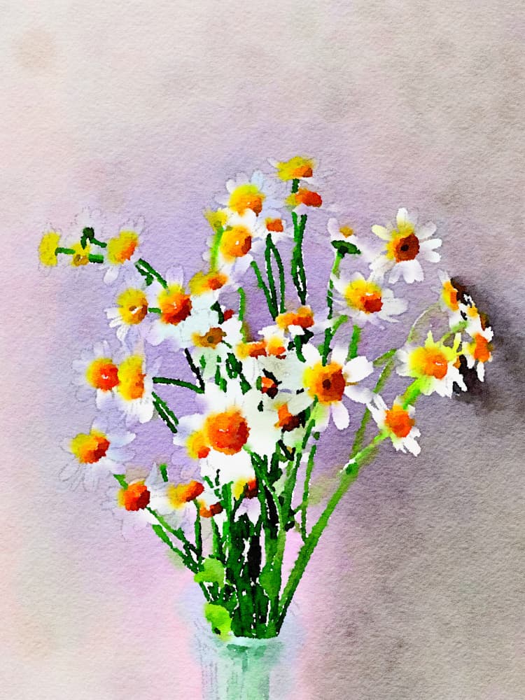 Watercolor Daisy Bouquet by Olivia Joy StClaire — canvas wall art