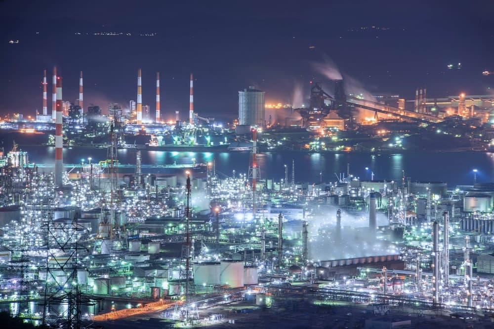 Industrial Night Glow by Tomoshi Hara — canvas wall art