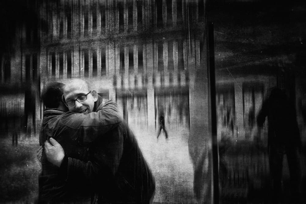 Joyful Urban Embrace by Holger Droste — canvas wall art