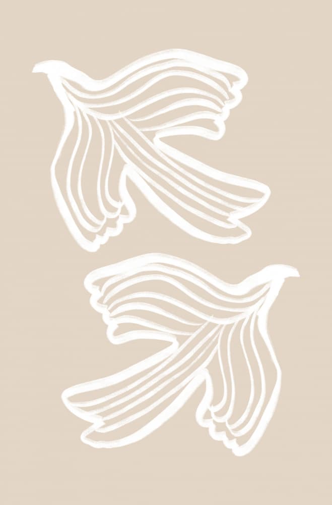 White Dove Birds Illustration by Melloi Art Prints — canvas wall art