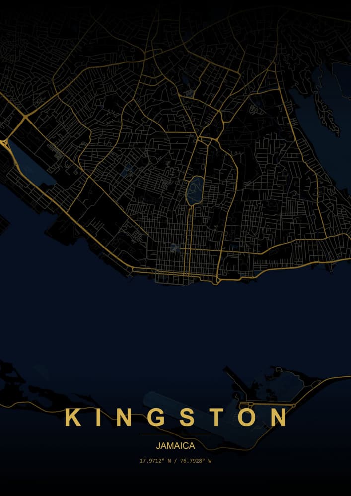 Kingston Urban Map Gold by HUGO — canvas wall art