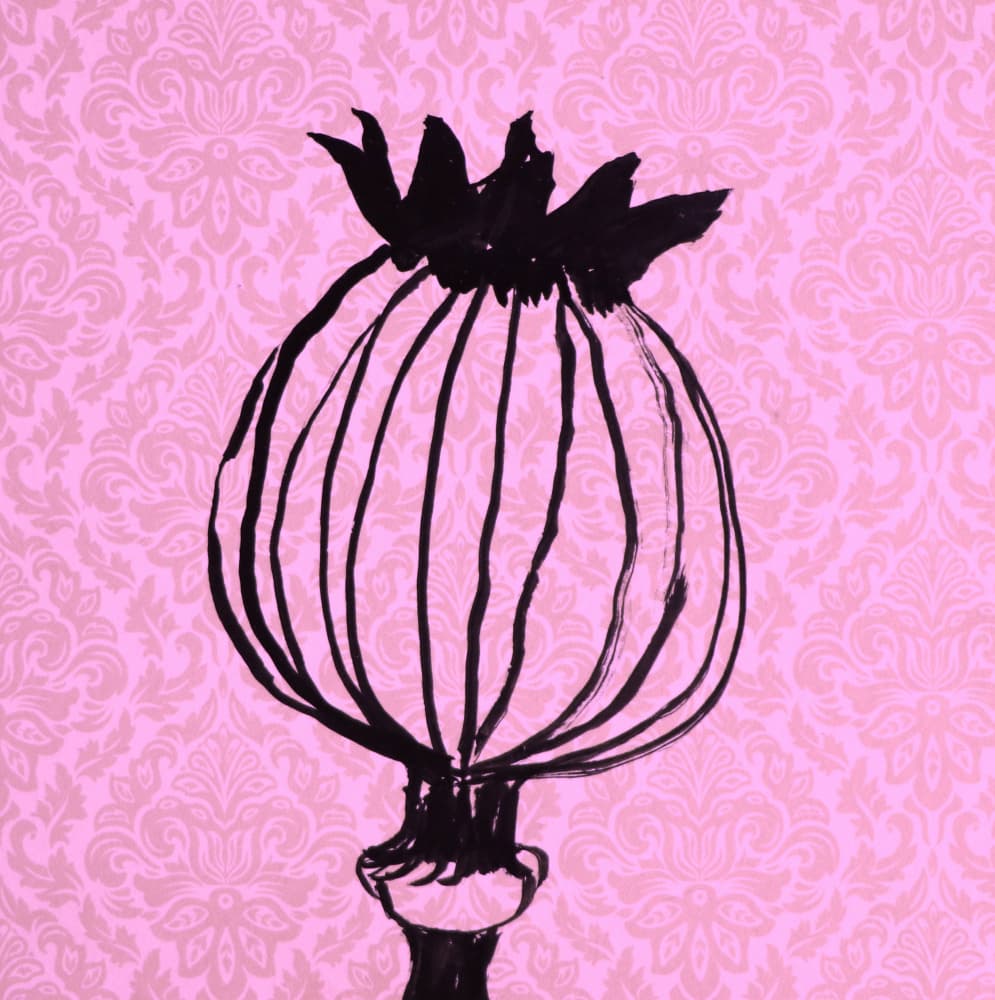 Pink Damask Poppy by Santhosh ch — canvas wall art