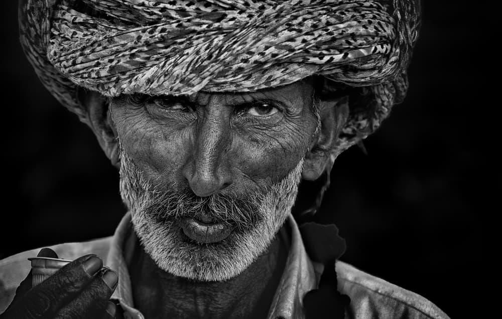 Intense Turbaned Man by Jassi Oberai — canvas wall art