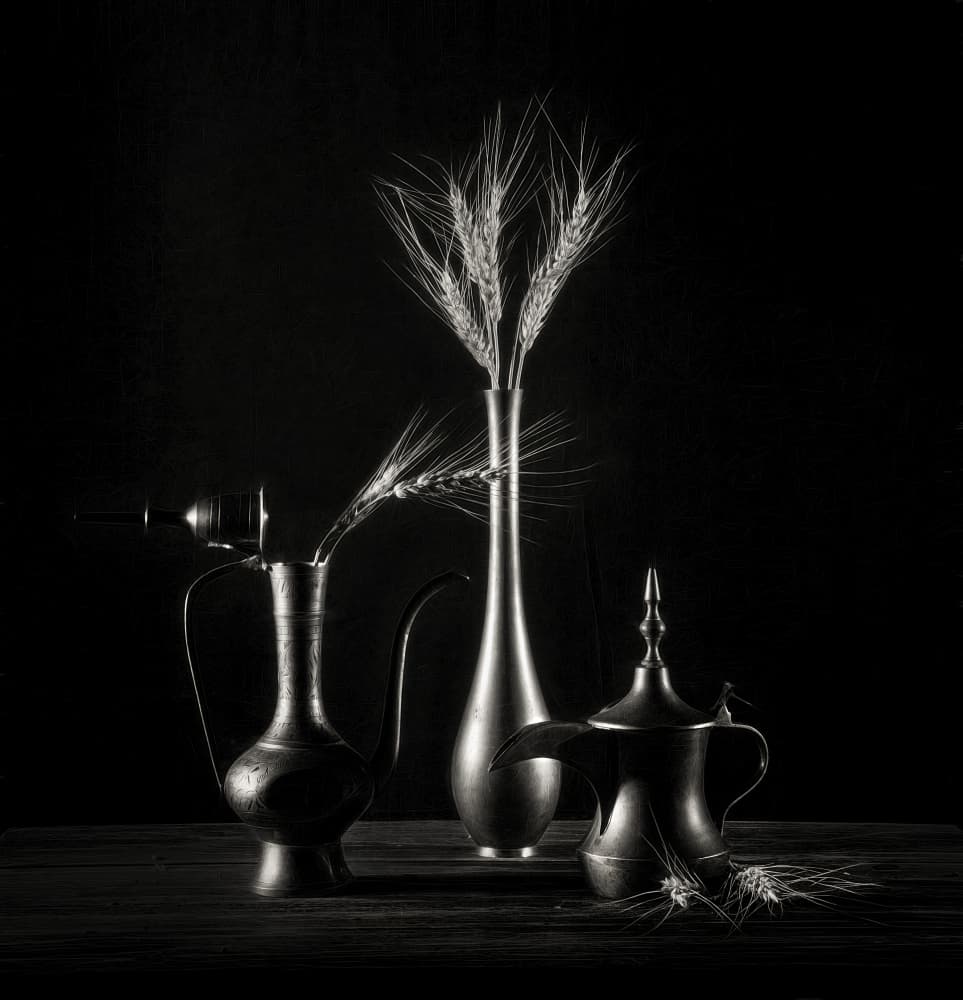 Elegant Wheat Still Life by Catherine Wang — canvas wall art