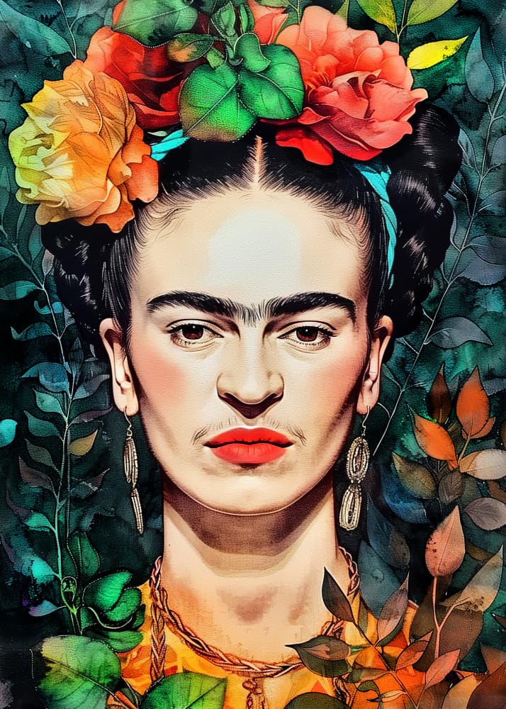 Vibrant Floral Portrait by Justyna Jaszke — canvas wall art