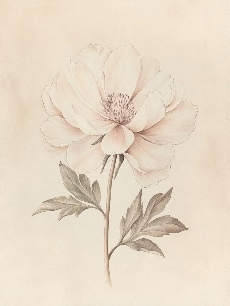 Elegant Neutral Flower by Bilge Paksoylu — canvas wall art