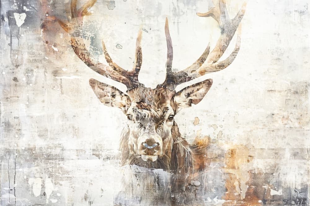Abstract Watercolor Stag by Rafal Kulik — canvas wall art