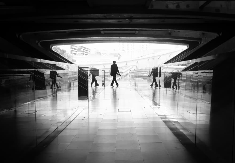 Solitary Walkway Reflections by Michel Groleau — canvas wall art