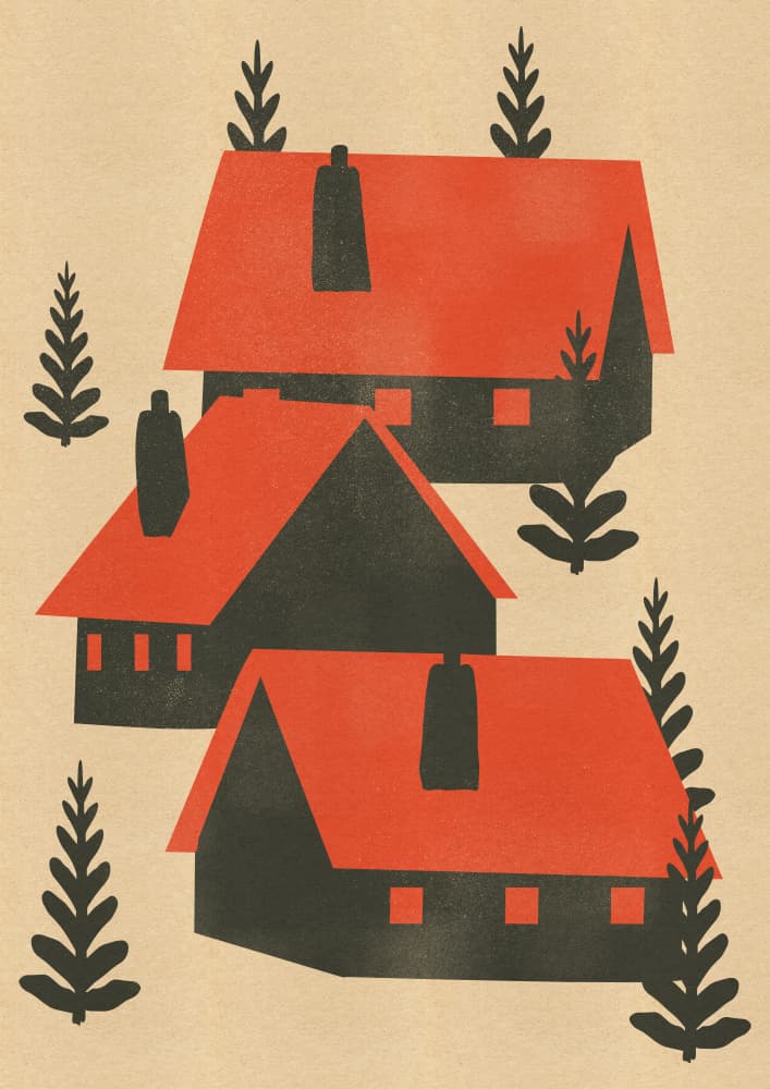 Red Roof Village by Nicholas — canvas wall art