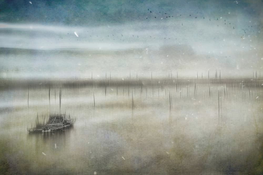 Misty Boat Reflections by MingLun Tsai (蔡明倫) — canvas wall art