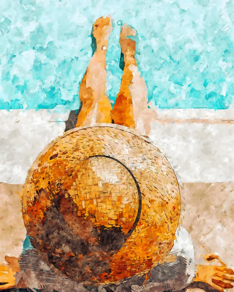 Poolside Summer Bliss by Uma Gokhale — canvas wall art
