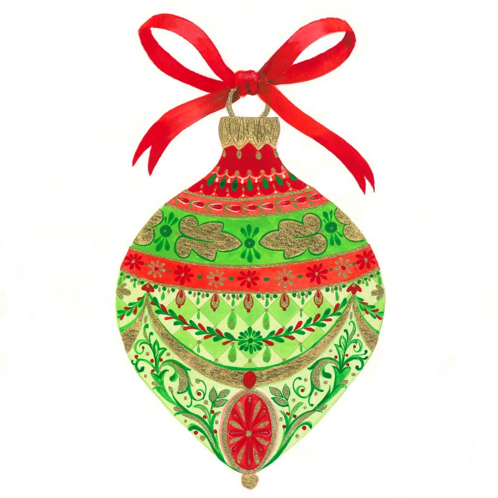 Red and Green Christmas Bauble by Isabelle Brent — canvas wall art