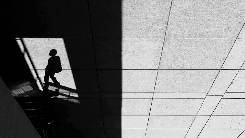 Modern Staircase Silhouette by Jian Wang — canvas wall art