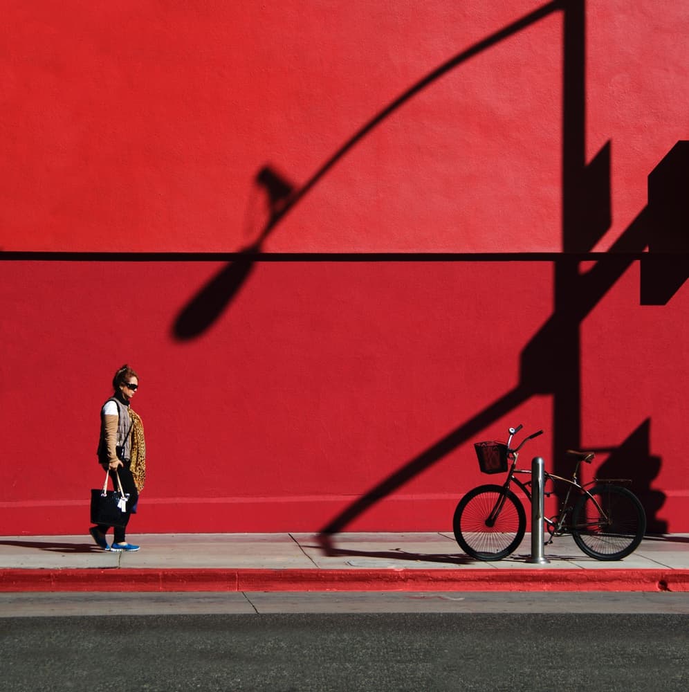 Red Wall Shadows by Roxana Labagnara — canvas wall art