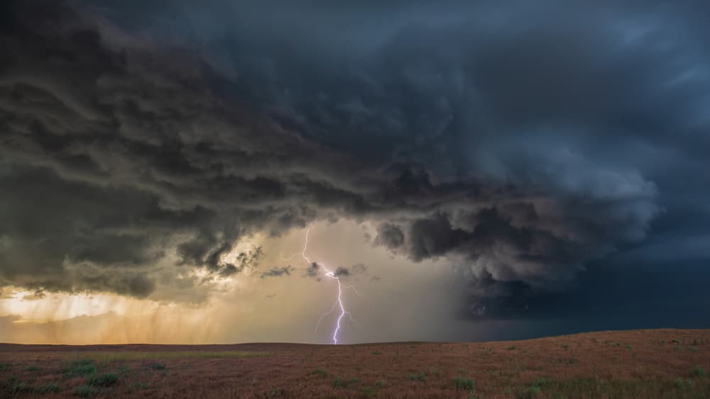 Lightning Strike Over Prairie by Jun Zuo — canvas wall art
