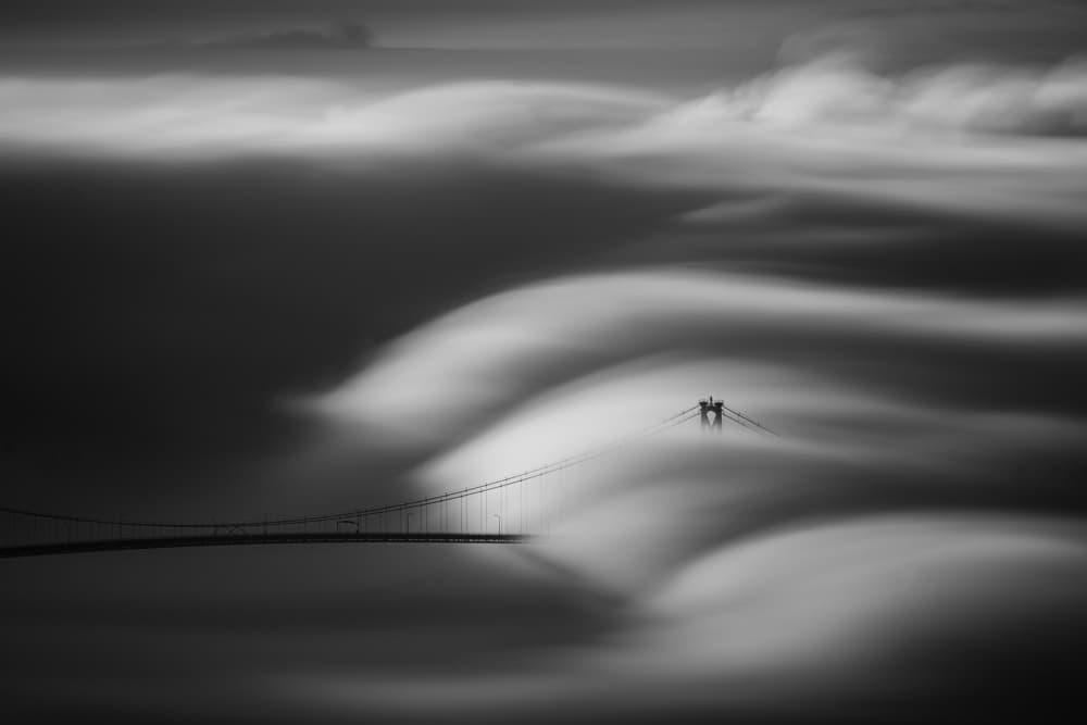 Golden Gate Fog Waves by Tony Xu — canvas wall art