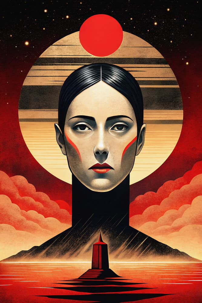 Red Sun Woman by Miguel Bruzual — canvas wall art