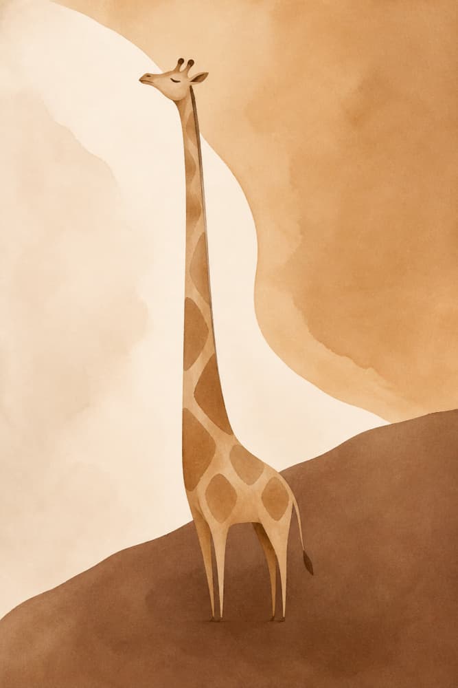 Serene Giraffe Landscape by Natalie Bruns — canvas wall art
