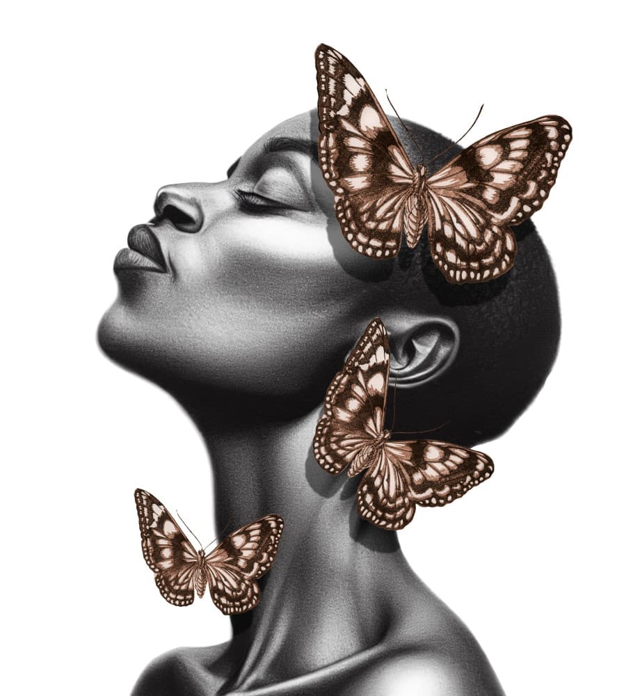 Dreaming Black Woman Butterflies by Marja van den Hurk — canvas wall art