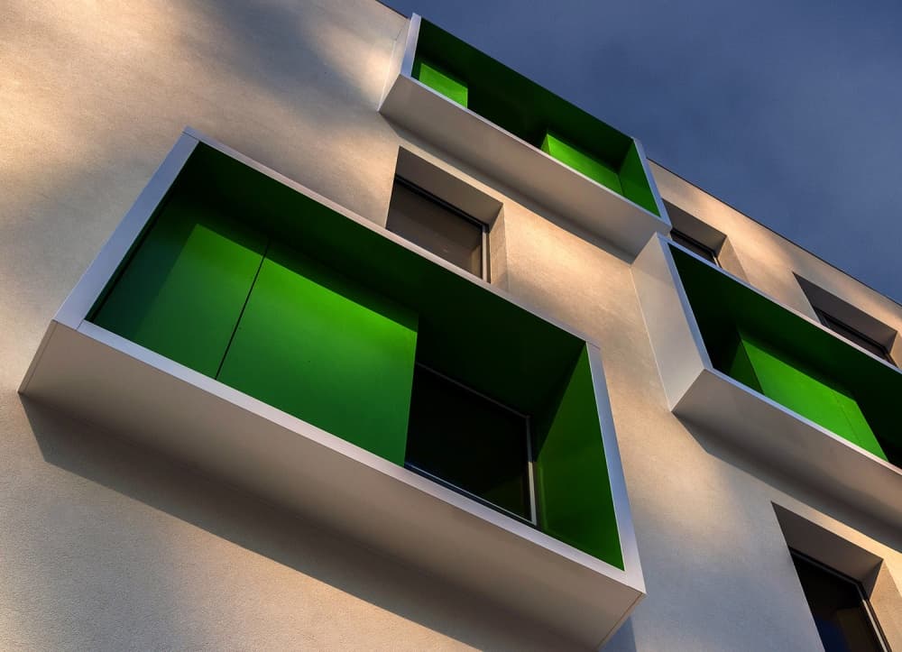 Geometric Green Facade by Jef Van den Houte — canvas wall art