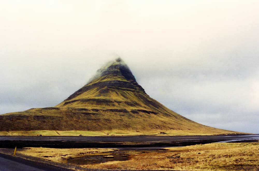 Misty Kirkjufell Mountain by Lynann Colligan — canvas wall art