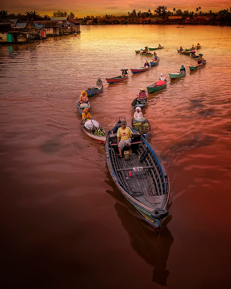 Floating Market Sunrise by Fauzan Maududdin — canvas wall art