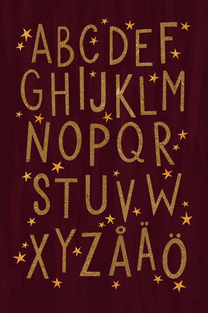 Festive Golden Alphabet by EMELIEmaria — canvas wall art