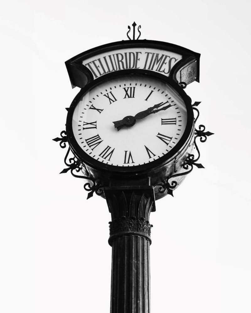 Telluride Times Clock by Del Mundo Imagery — canvas wall art