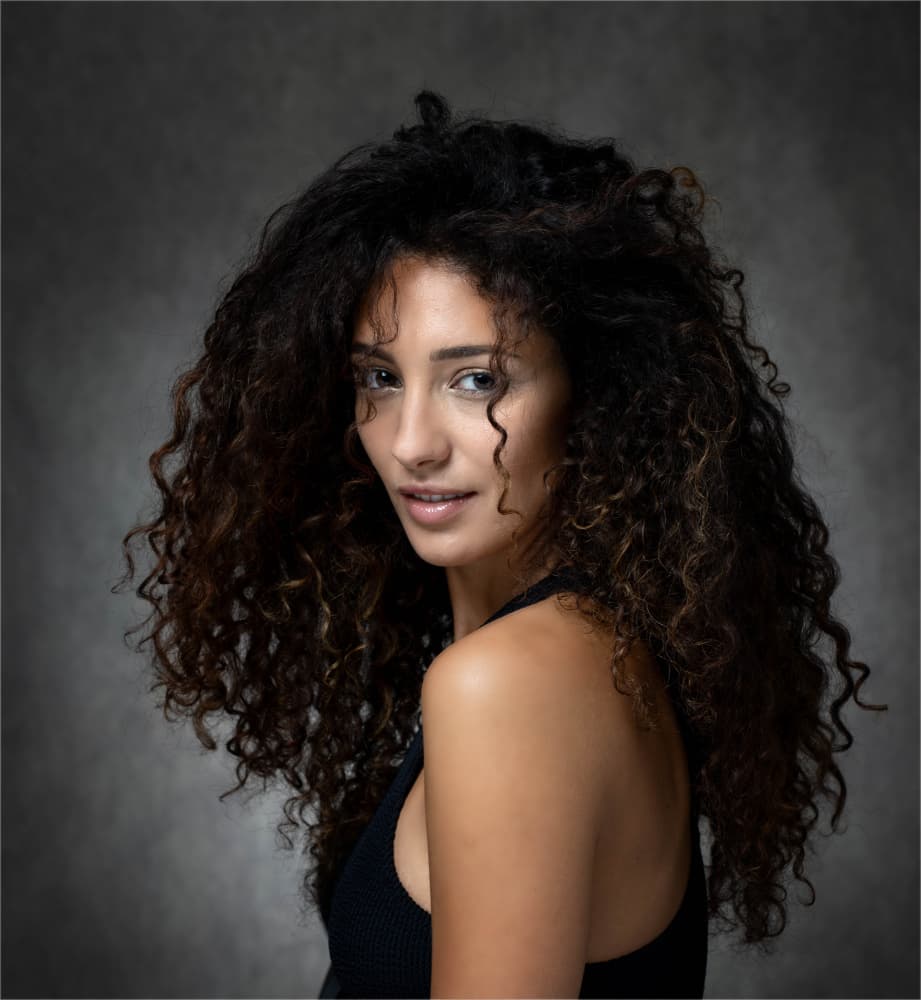 Natural Curly Hair Portrait by Derwood — canvas wall art