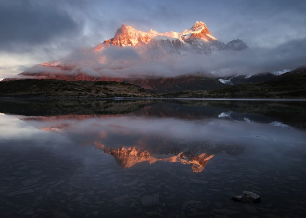 Golden Peaks Reflection by Ming Chen — canvas wall art