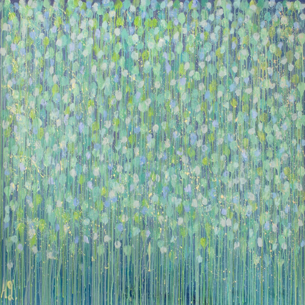 Abstract Green Drops by Helen Joynson — canvas wall art
