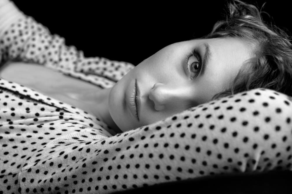 Pensive Polka Dot Portrait by Rob Li — canvas wall art