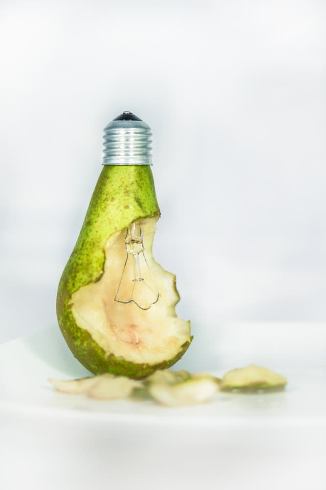 Green Pear Lightbulb Idea by Marcus Hennen — canvas wall art