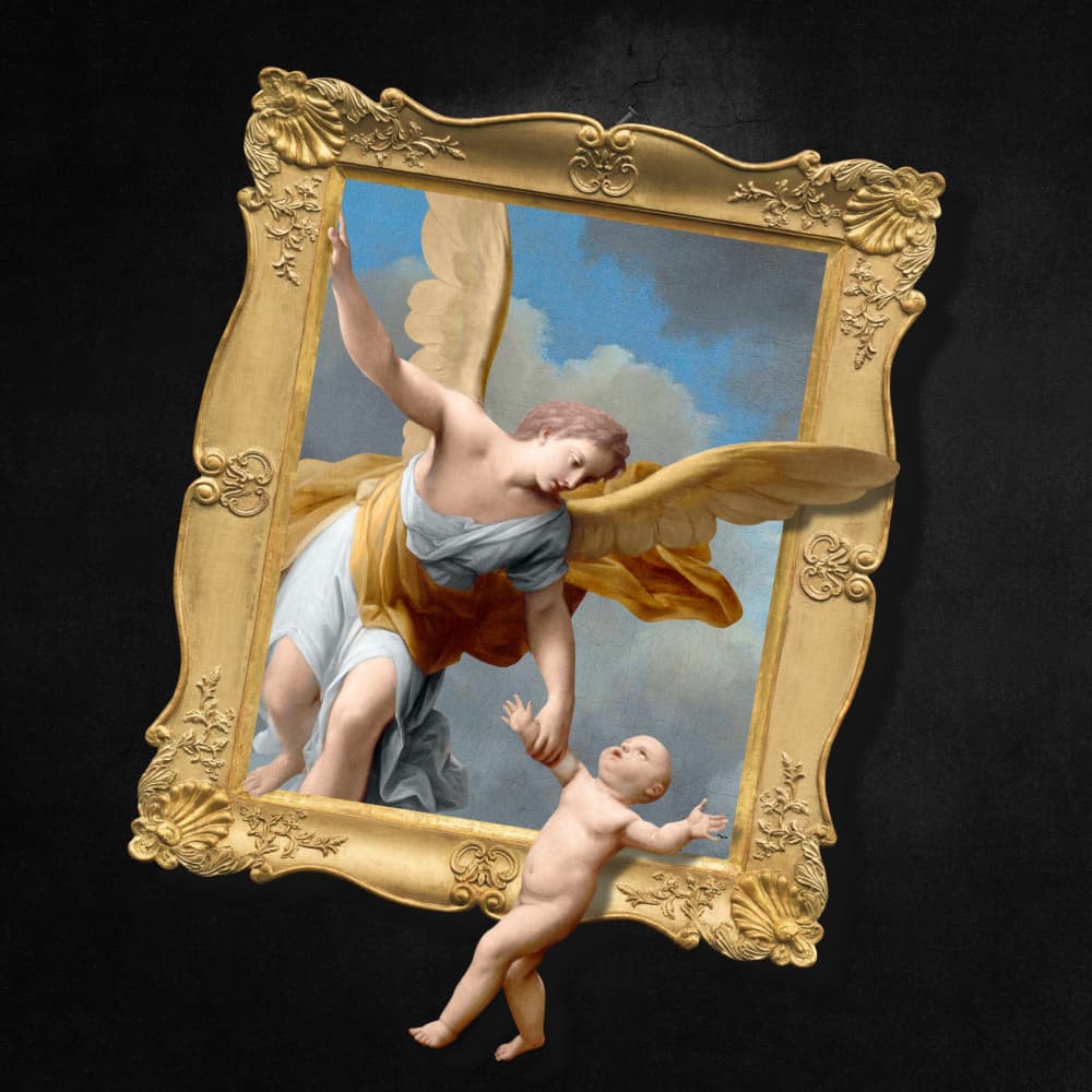 Angel Rescues Baby by Marja van den Hurk — canvas wall art