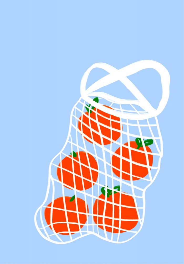 Oranges in bag by Athene Fritsch — canvas wall art