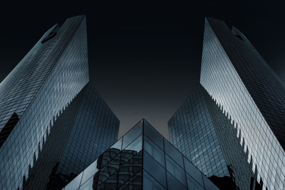 Dark City Skyscrapers by Linda Wride — canvas wall art