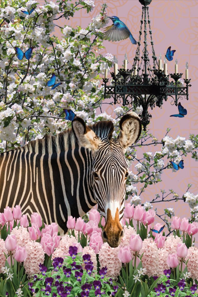 Zebra Spring Garden by Sue Skellern — canvas wall art