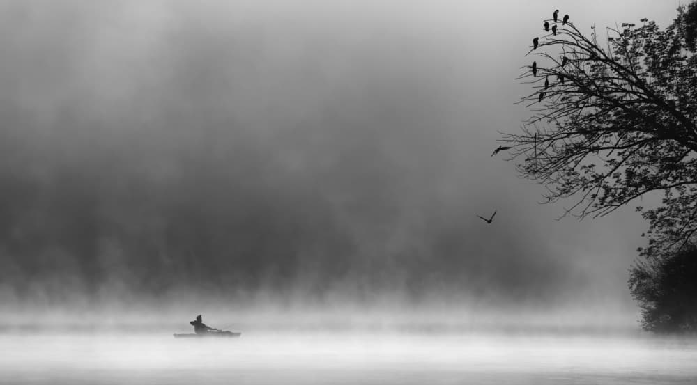 Misty Lake Solitude by Wei Xu — canvas wall art