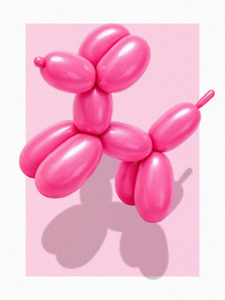 Pink Balloon Poodle by Marja van den Hurk — canvas wall art