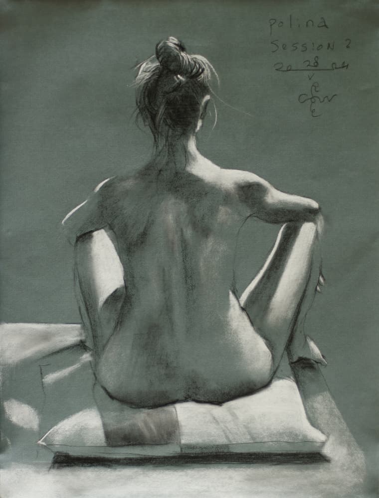 Elegant Seated Nude by Corné Akkers — canvas wall art