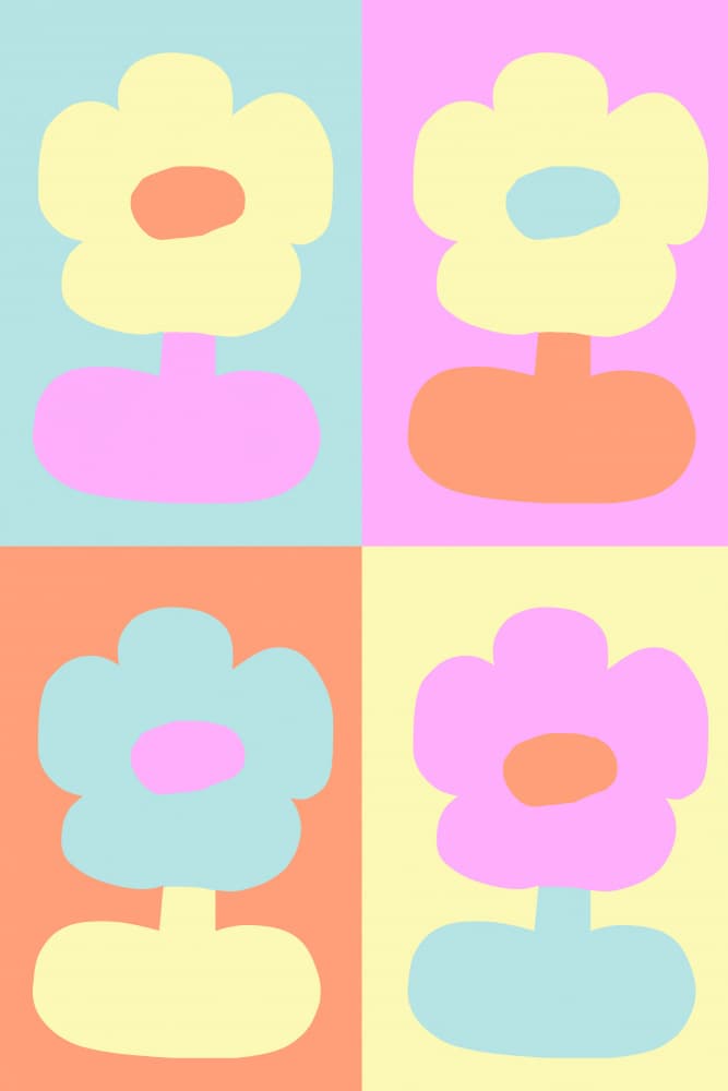 Colorful Potted Flowers by Treechild — canvas wall art