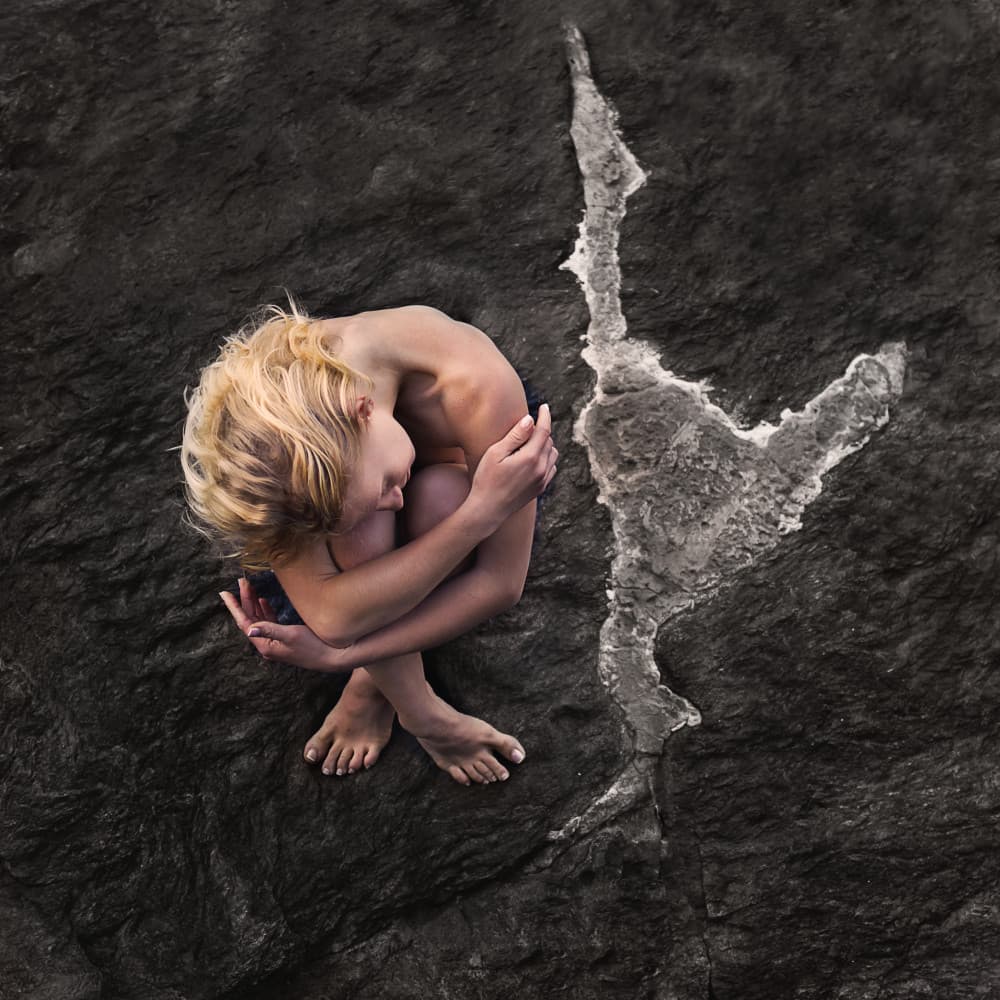 Quiet Child Stone Embrace by michel genève — canvas wall art