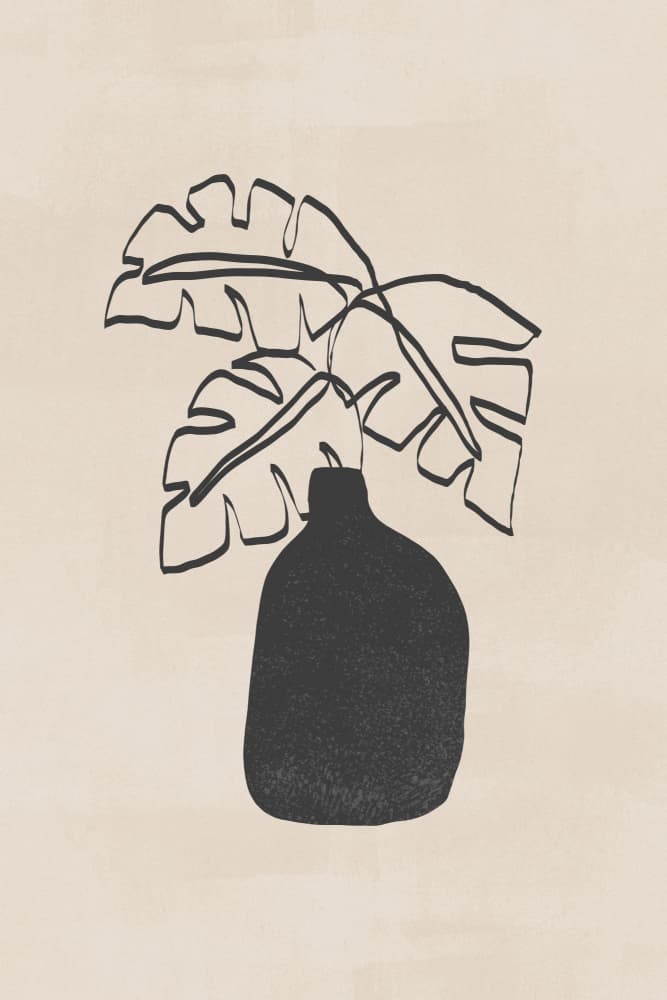 Minimal Black Plant by Melloi Art Prints — canvas wall art