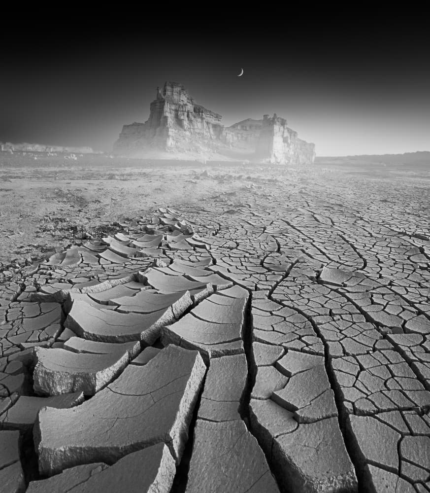 Cracked Earth Desert Moon by Bingo Z — canvas wall art